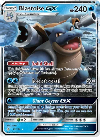 Blastoise GX #35 · Unbroken Bonds Pokémon card