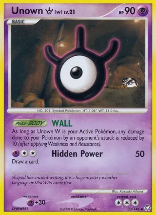 Unown W #80 · Legends Awakened Pokémon card
