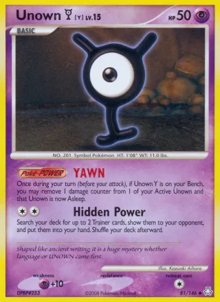 Unown Y #81 · Legends Awakened Pokémon card