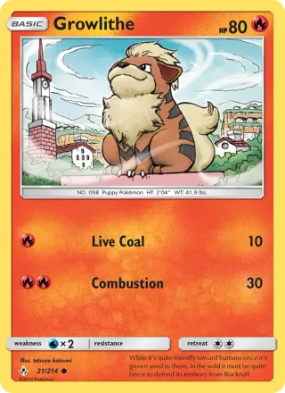 Growlithe #21 · Unbroken Bonds Pokémon card