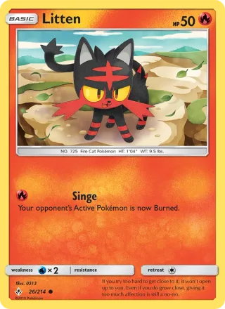 Litten #26 · Unbroken Bonds Pokémon card