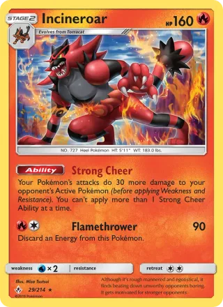 Incineroar #29 · Unbroken Bonds Pokémon card
