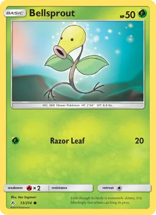 Bellsprout #13 · Unbroken Bonds Pokémon card