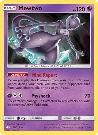 Mewtwo #75 · Unbroken Bonds Pokémon card