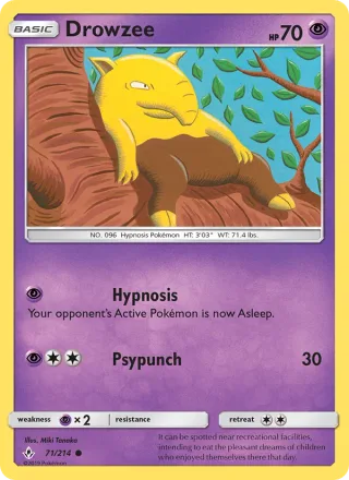 Drowzee #71 · Unbroken Bonds Pokémon card