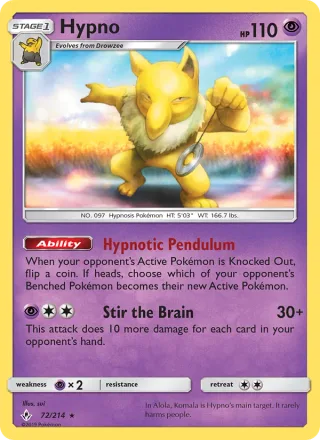 Hypno #72 · Unbroken Bonds Pokémon card