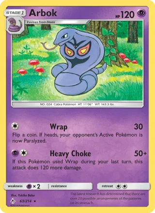 Arbok #63 · Unbroken Bonds Pokémon card