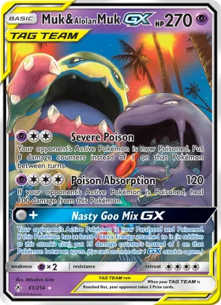 Muk & Alolan Muk GX #61 · Unbroken Bonds Pokémon card