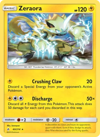 Zeraora #60 · Unbroken Bonds Pokémon card