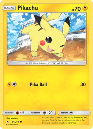 Pikachu #54 · Unbroken Bonds Pokémon card