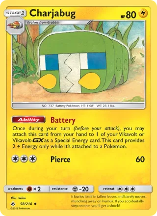 Charjabug #58 · Unbroken Bonds Pokémon card
