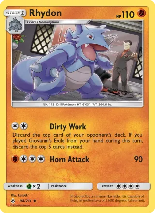 Rhydon #94 · Unbroken Bonds Pokémon card