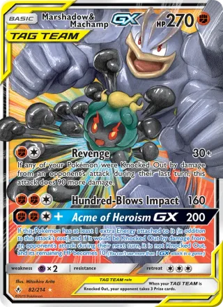 Marshadow & Machamp GX #82 · Unbroken Bonds Pokémon card