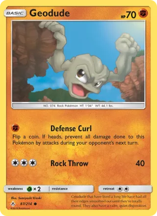 Geodude #87 · Unbroken Bonds Pokémon card