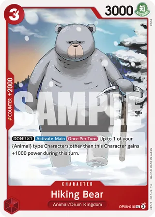 Hiking Bear #OP08-010 · Two Legends Pre-Release Cards One Piece card