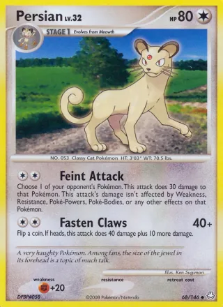 Persian #68 · Legends Awakened Pokémon card