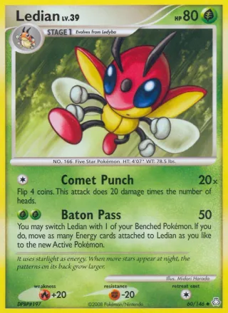 Ledian #60 · Legends Awakened Pokémon card