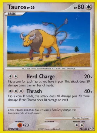 Tauros #74 · Legends Awakened Pokémon card