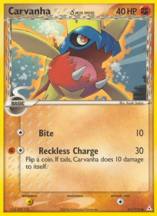 Carvanha δ #61 · Holon Phantoms Pokémon card
