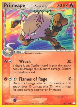 Primeape δ #50 · Holon Phantoms Pokémon card