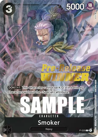 Smoker (Pre-Release) [Winner] #P-025-pre-release-winner · One Piece Promotion Cards One Piece card